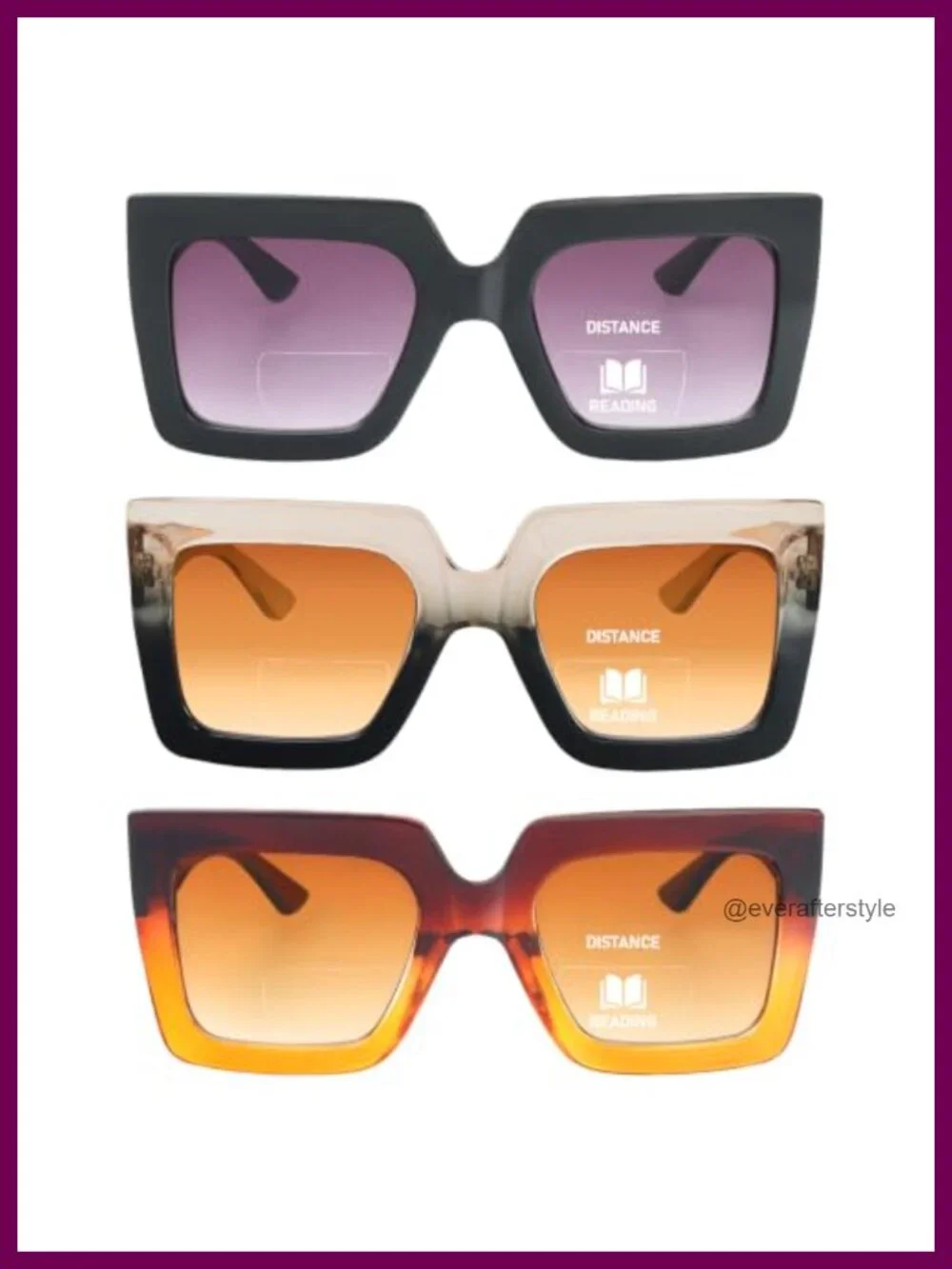 3pk Bifocal Reading Sunglasses Women UV400 Oversized Thick Frame Reader Shades